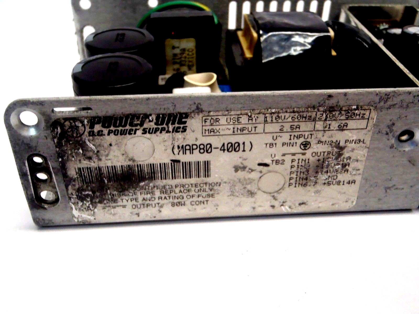 Power One MAP80-4001 Power Supply AC/DC 110V/ 60Hz 230V 50Hz 2.5A/1.6A 80W Out