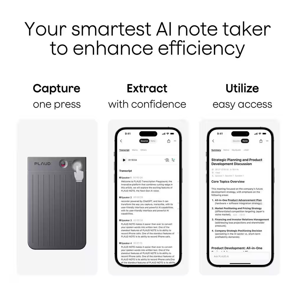 Note AI Voice Recorder, Black