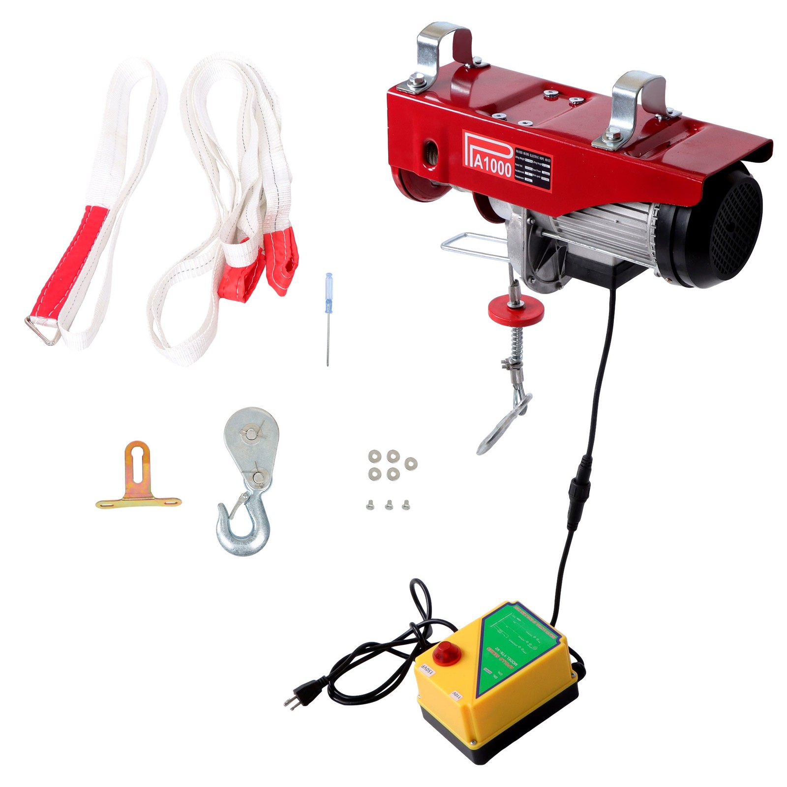 2200LBS 1600W Electric Steel Wire Winch with Wireless Remote Control 328ft/100m