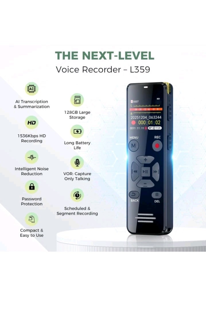 AI Digital Voice Recorder 128GB: AI Transcribe & Summarize Note Taker, Voice Act