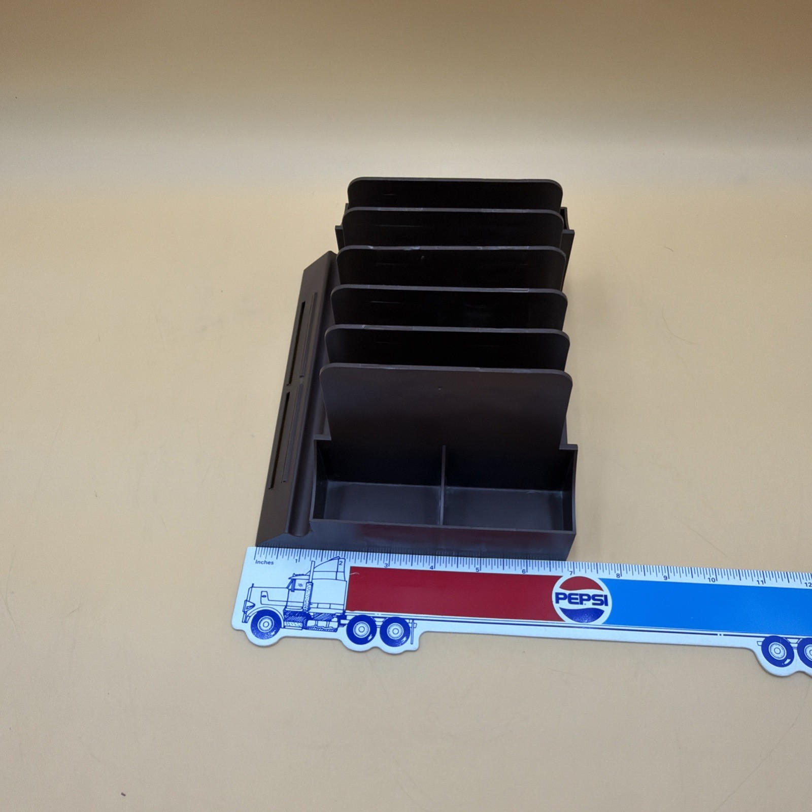 Vintage Action Industries Brown Plastic Desk Organizer Letter File Sorter 1970s