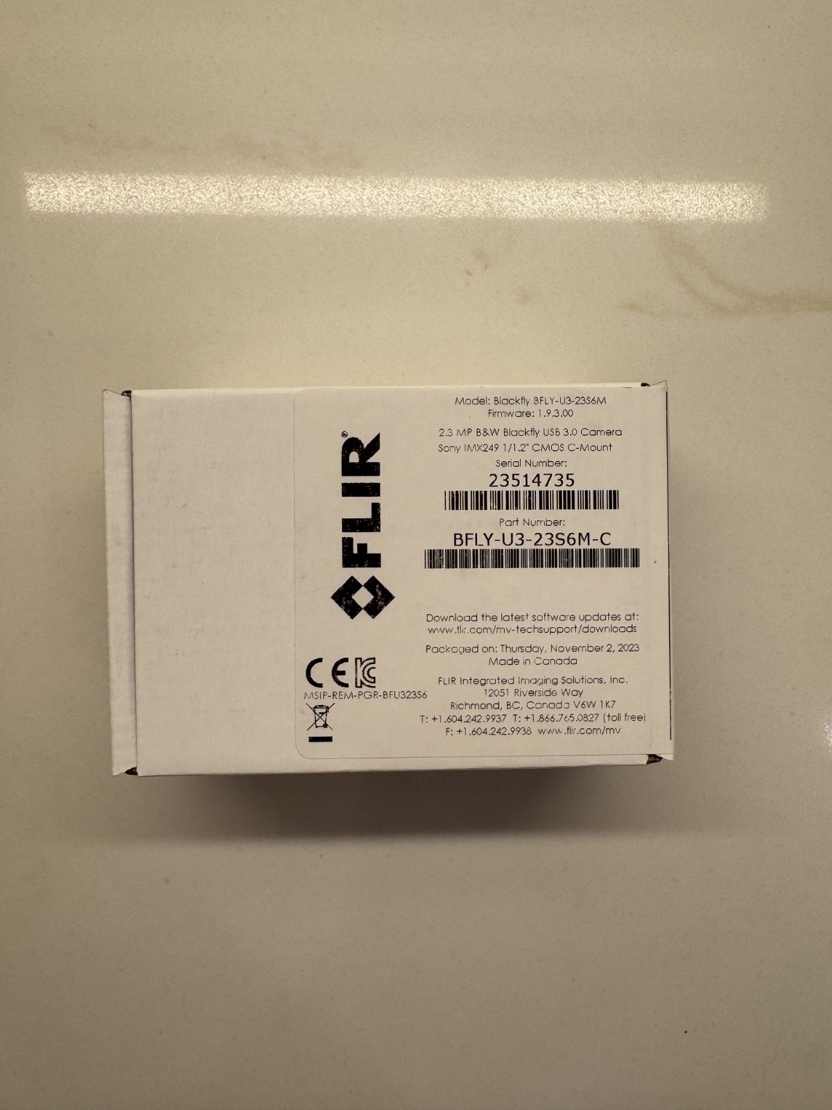 FLIR Teledyne Blackfly BFLY-U3-23S6M-C Industrial Camera