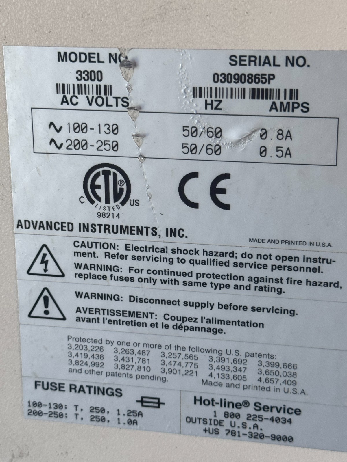 ADVANCED INSTRUMENTS THE ADVANCED MICRO OSOMETER 3300