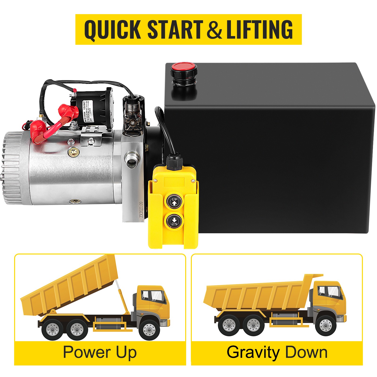 10L Vehicle-Mounted Hydraulic Pump 10-Quart Single-Acting Hydraulic Pump 12VDC