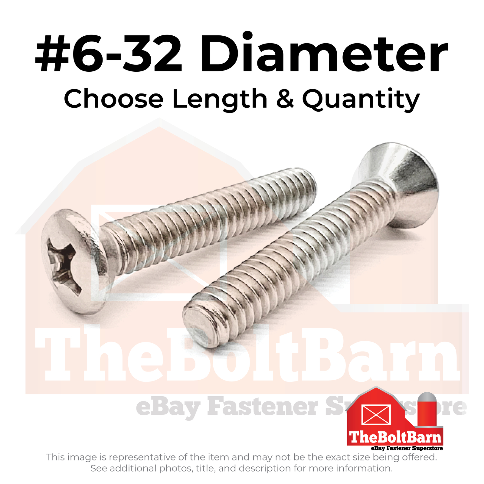 #6-32 316 Stainless Steel Phillips Oval Head Machine Screws(Pick Length & Qty)