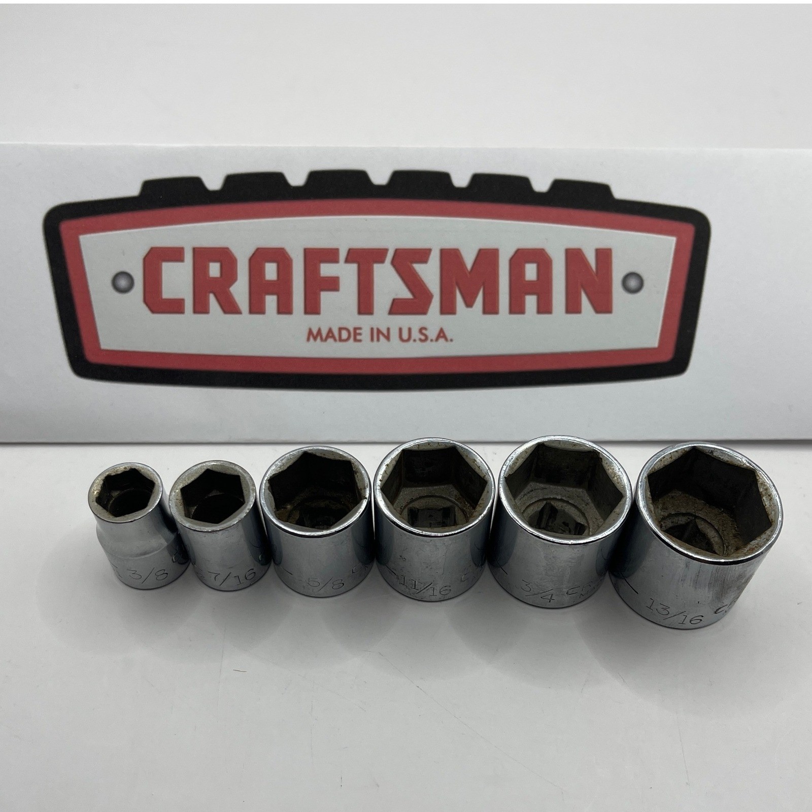 Craftsman 6pc 3/8 Drive SAE 6-Point Shallow Socket Set -V- Series Made in USA