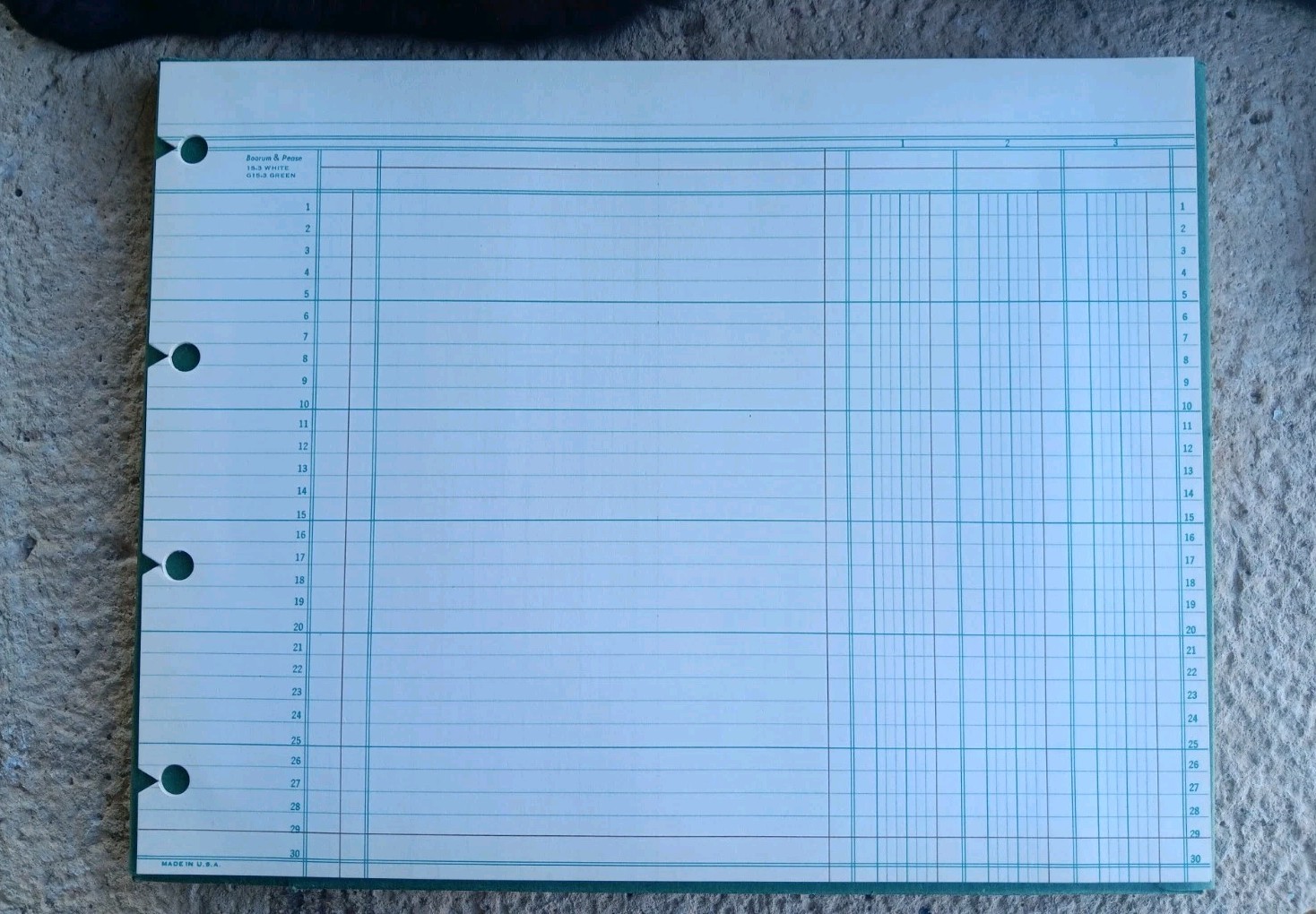 Vintage Boorum & Pease Columnar Accounting Sheets 15-3 Column 9-1/4 x 11-7/8 Box