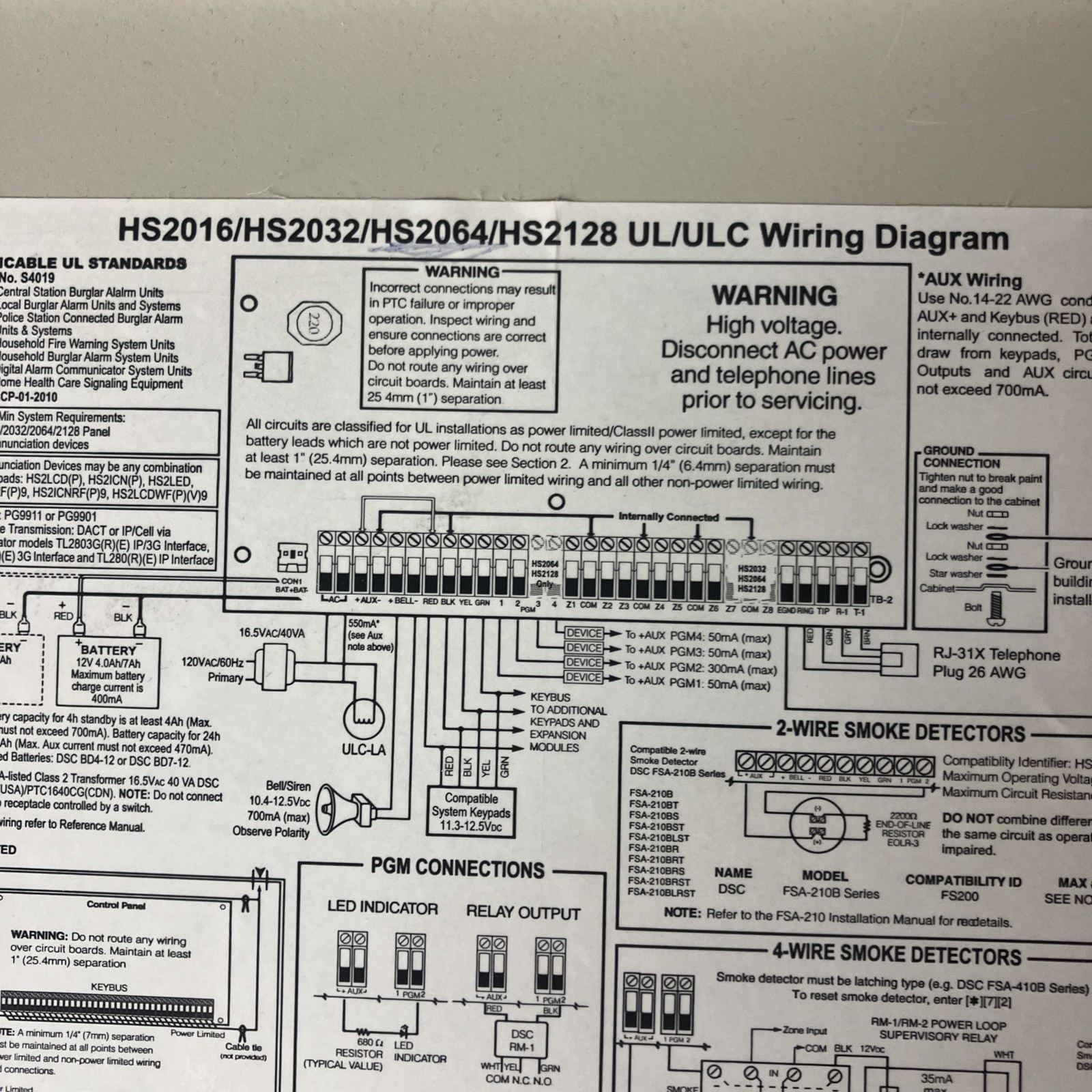Used DSC Power Series HS2016 Control Panel