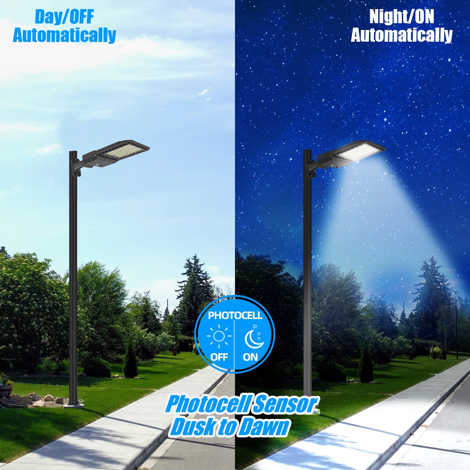 300W LED Shoebox Parking Lot Pole Light Arm Mount Dusk To Dawn 39000 Lumen IP65