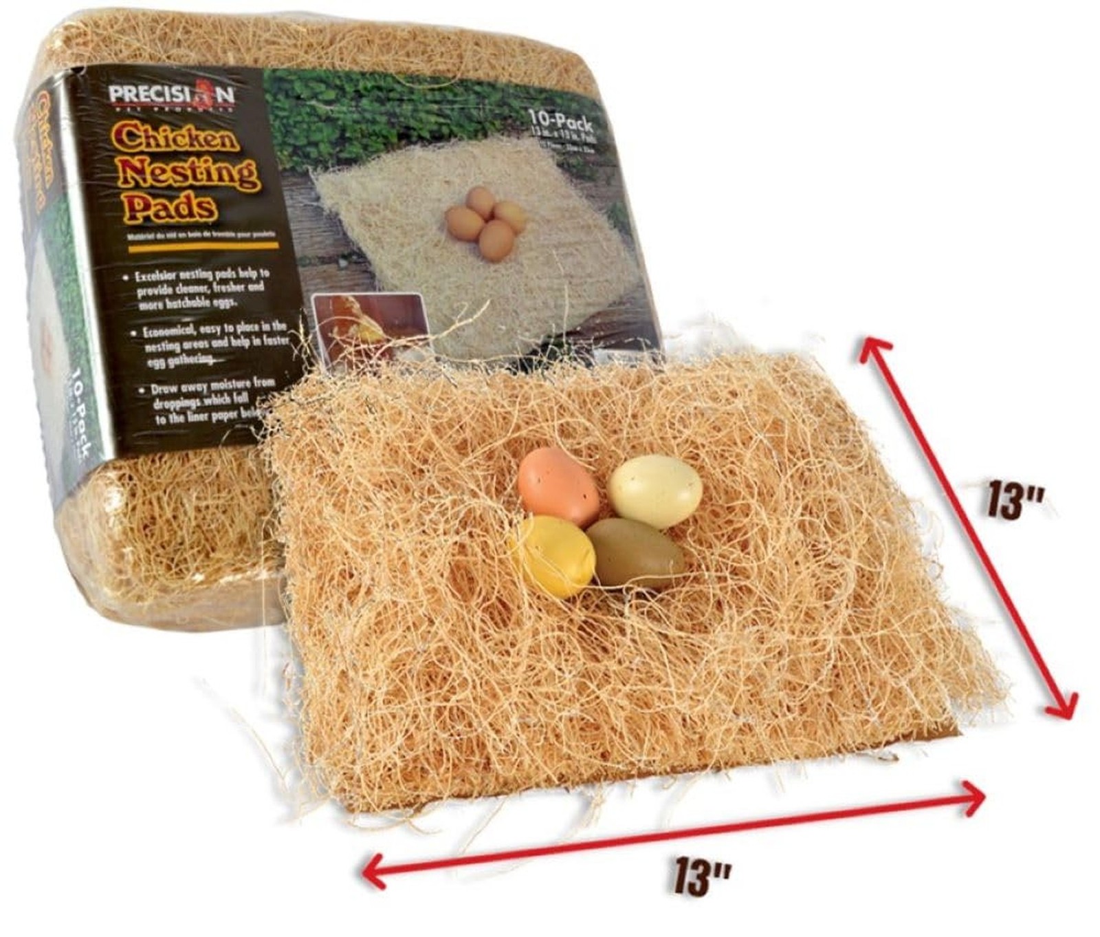 PRECISION PET Chicken Nesting Pads by Petmate, 13″ x 13″, 10 Pack, Beige | Ma…