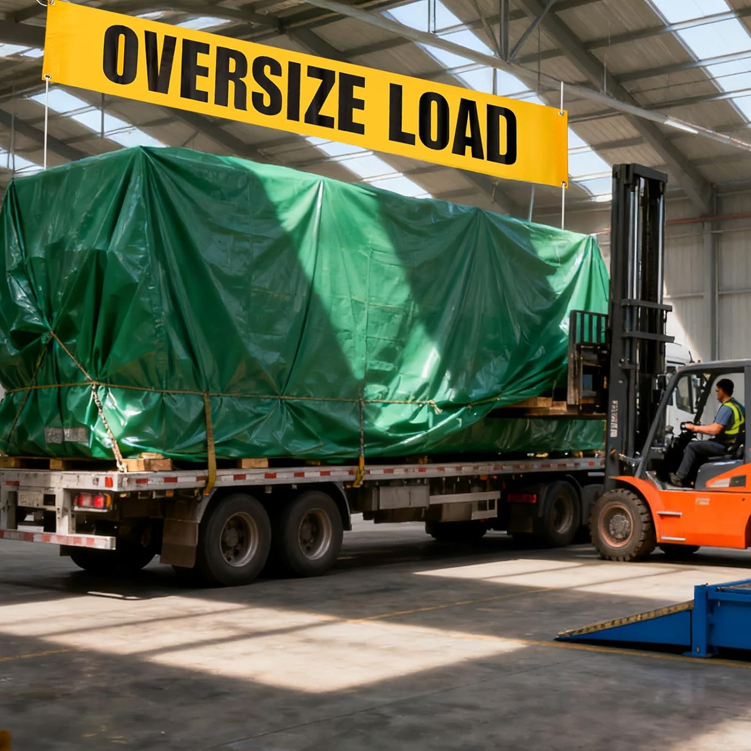 2 Pack Oversize Load Signs for Trucks, 12 X 60 Inch Wide Load Banner with Gromme
