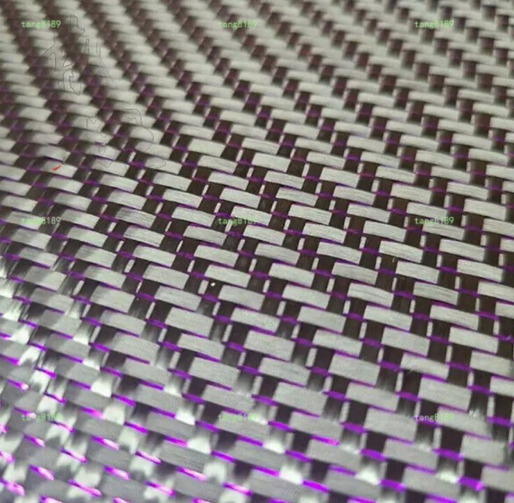 3K Carbon Fiber & Metallic Purple Reflection Mixed Cloth Twill Weave 100*50cm