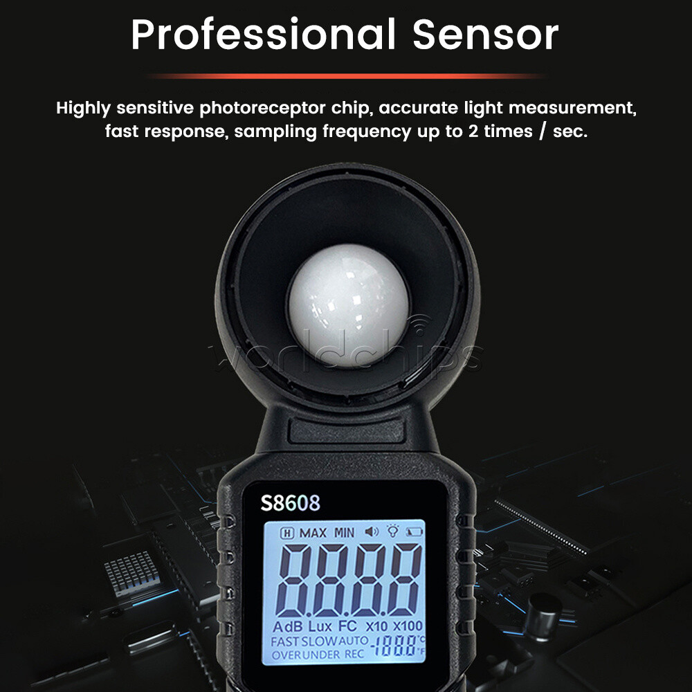 S8608 LCD Light Meter Digital Illuminance Meter Luxmeter Photometer 200000Lux
