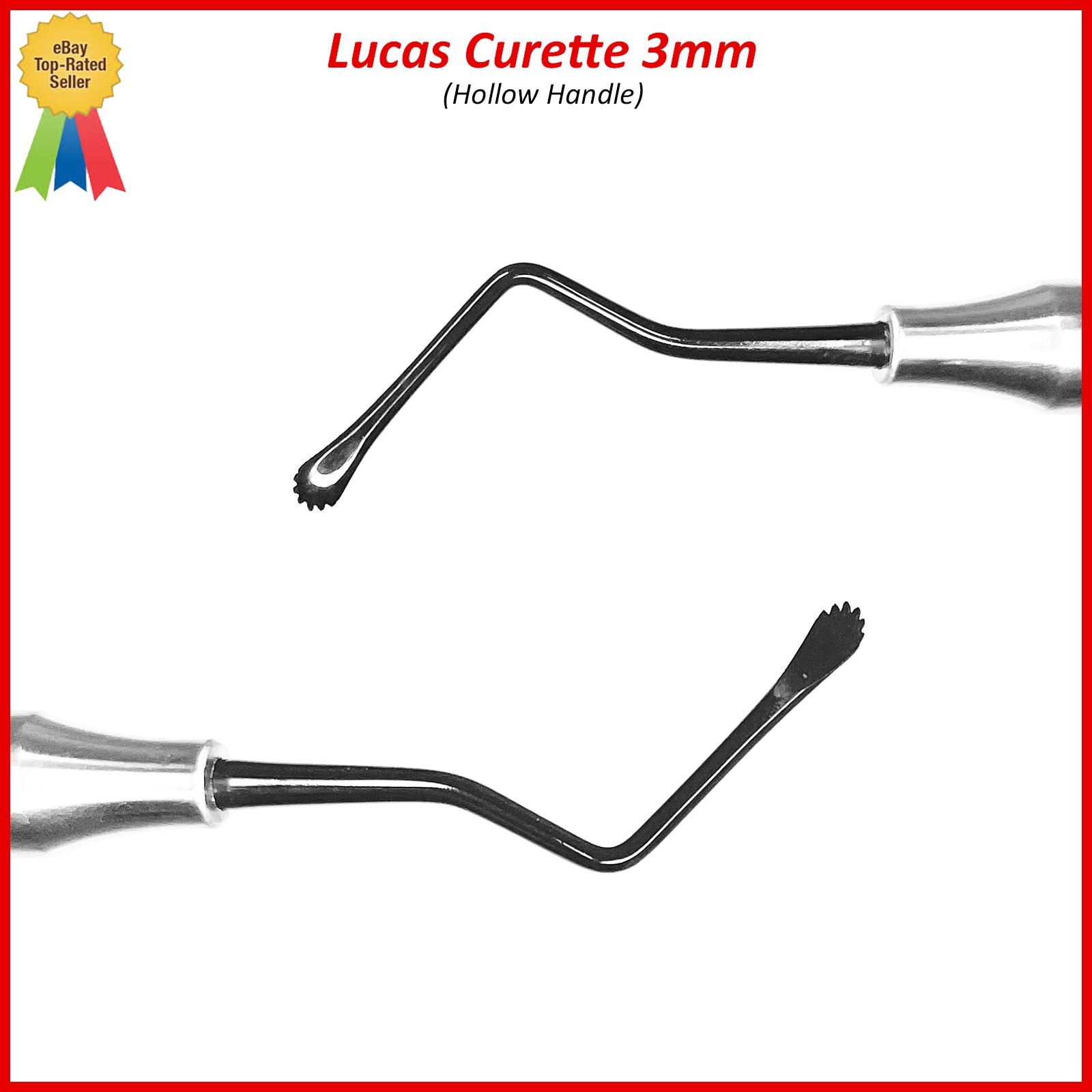 3Pcs Periodontal Dental Lucas Surgical Bone Curettes 3mm Serrated Instruments
