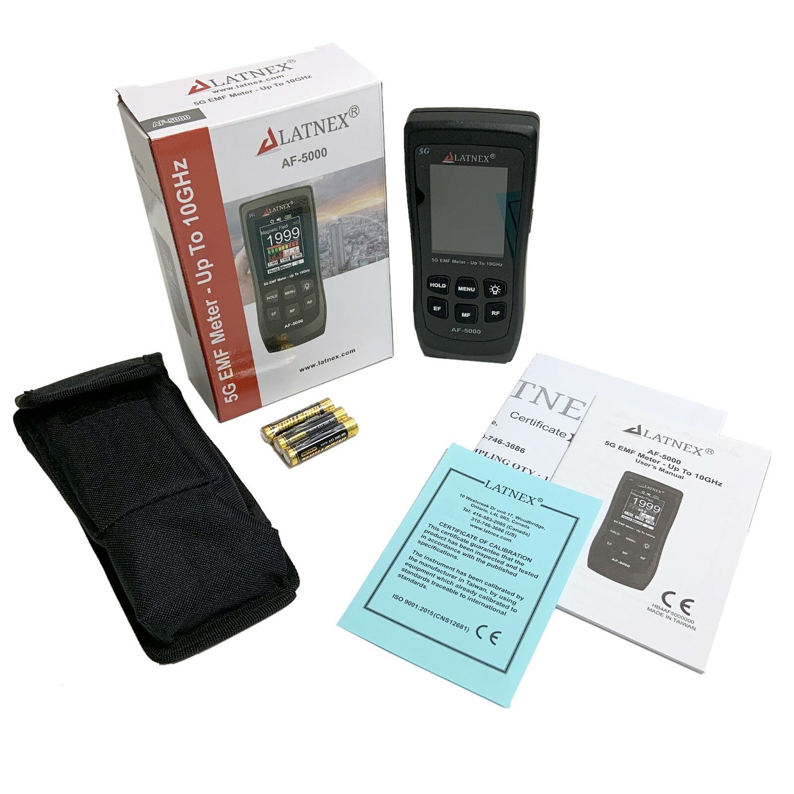 LATNEX AF-5000: Multi-Field 5G Radiation EMF Meter RF Detector Reader to 10GHz