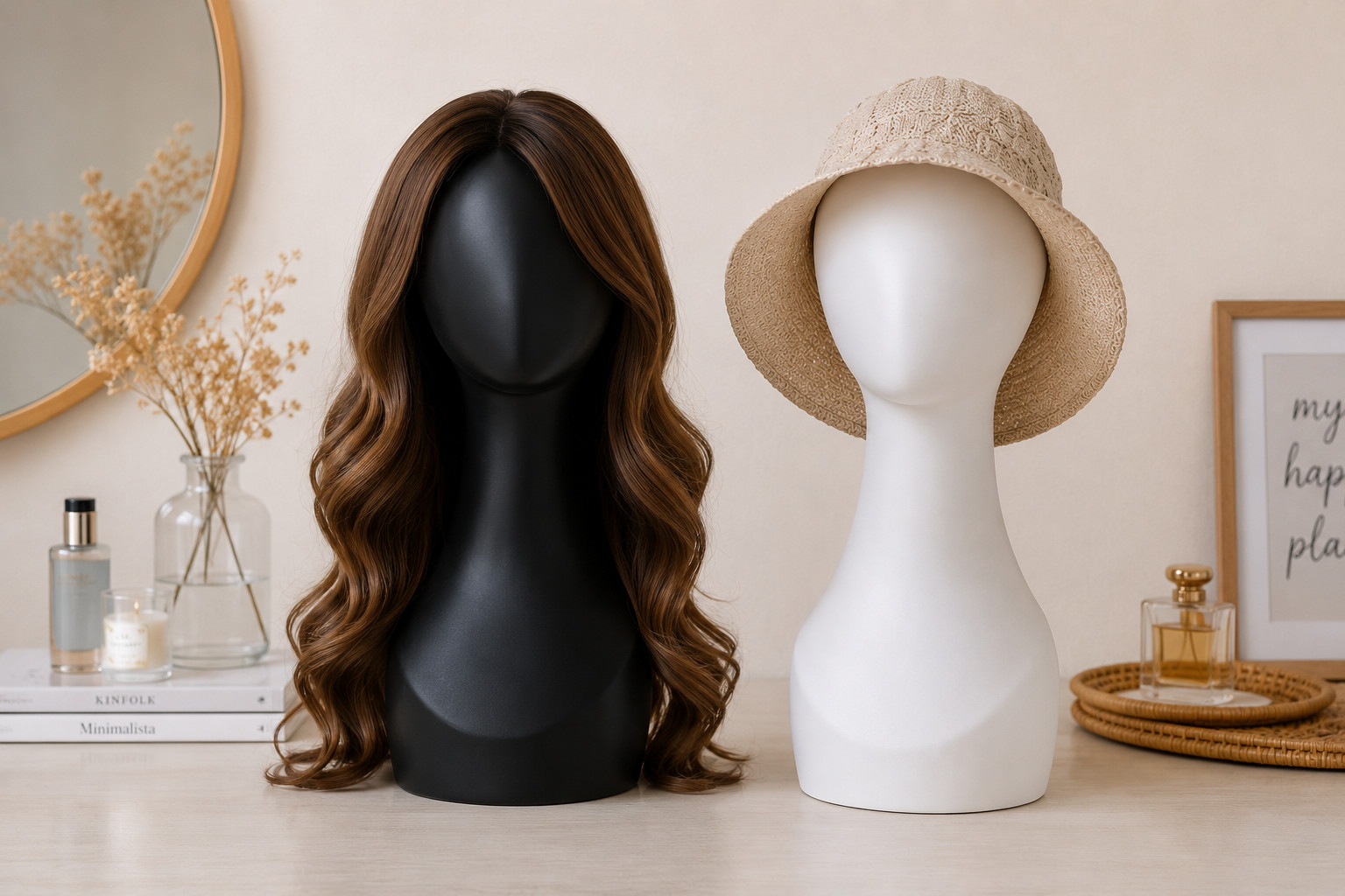 18″ White Abstract minimalist Mannequin Head shoulder Wig Display Bust Stand