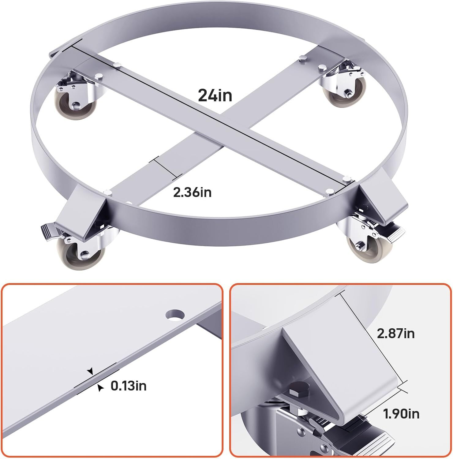 1/2/4PCS 55 Gallon Drum Dolly Heavy Duty Barrel Cart 1000lbs w/ Swivel Casters