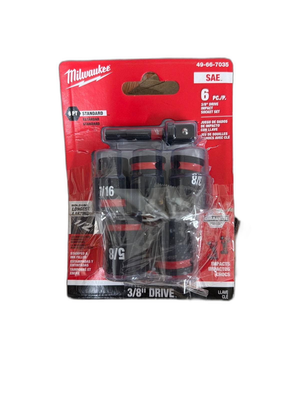 Milwaukee SHOCKWAVE 3/8″ Drive SAE 6 Point Impact Socket Set 6-Piece