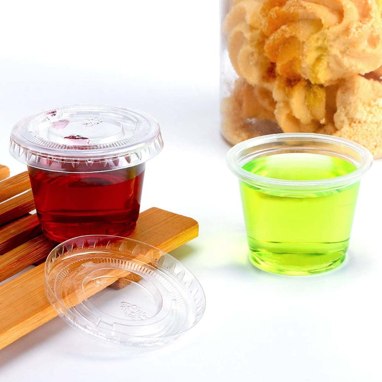 200 Sets – 1 Ounce Jello Shot Cups with Lids, Plastic Souffle Portion Cups with