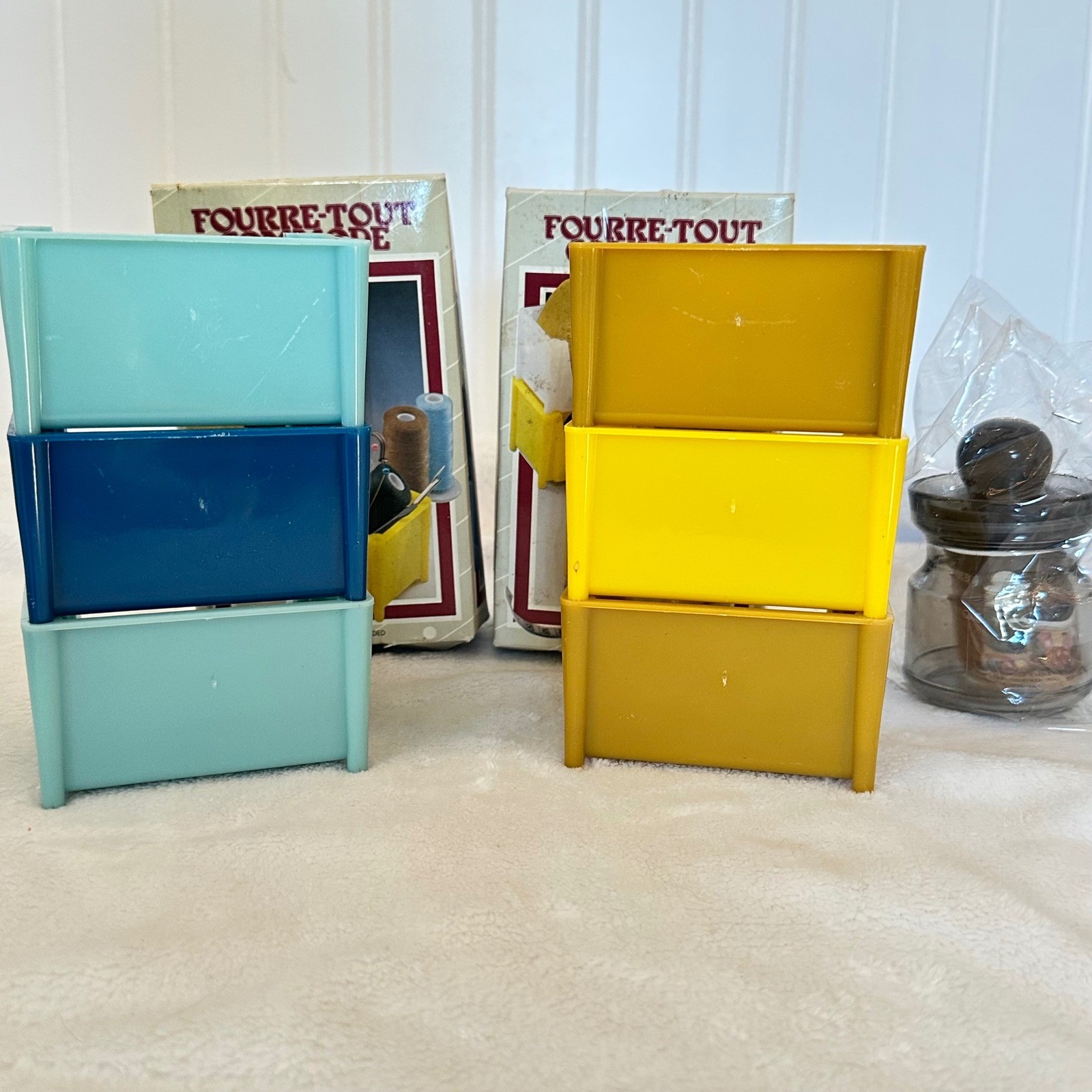 Action Industries Organizer Bins & Jar Set Multi Good 1985 Vintage MCM Retro 7pc