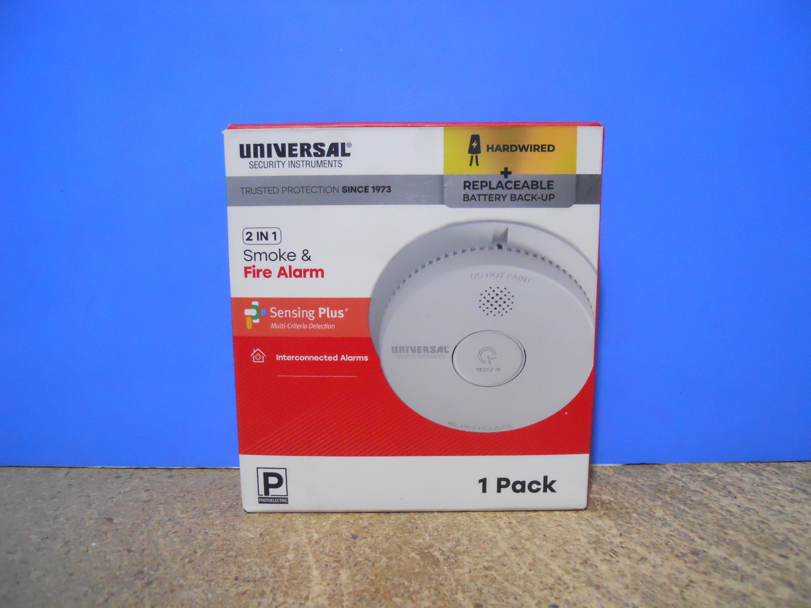 Universal Security 2 In 1 Smoke & Fire Alarm Sensing + Hardwired Battery Backup