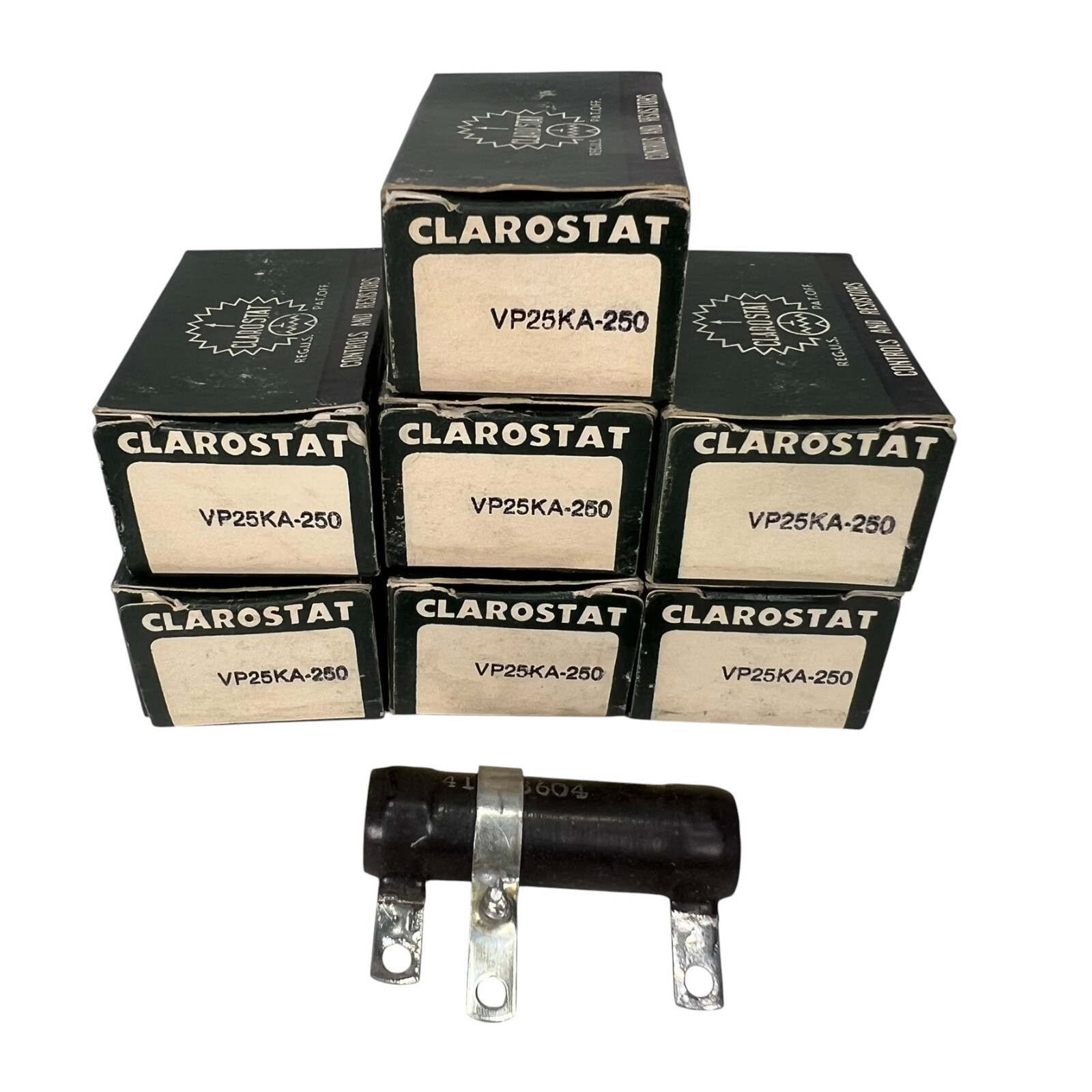 Lot of 7 VIntage Clarostat VP25KA-250 Resistor 250 OHM 25W Hallow Core Wirewound