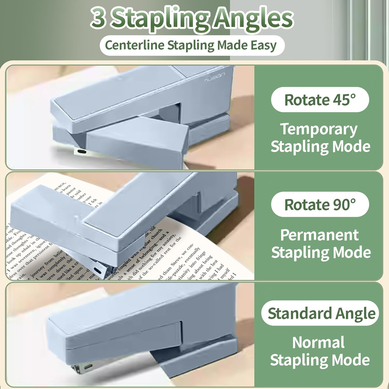 Desk Stapler 360 Degree Rotating Swing-Arm Heavy Duty Metal 25 Sheet Capacity