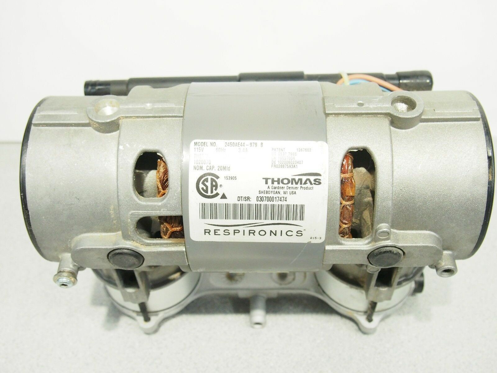 Thomas 2450AE Fasco KS67050 Vacuum Air Compressor Pump 20-27 In Hg 60-100 Psi