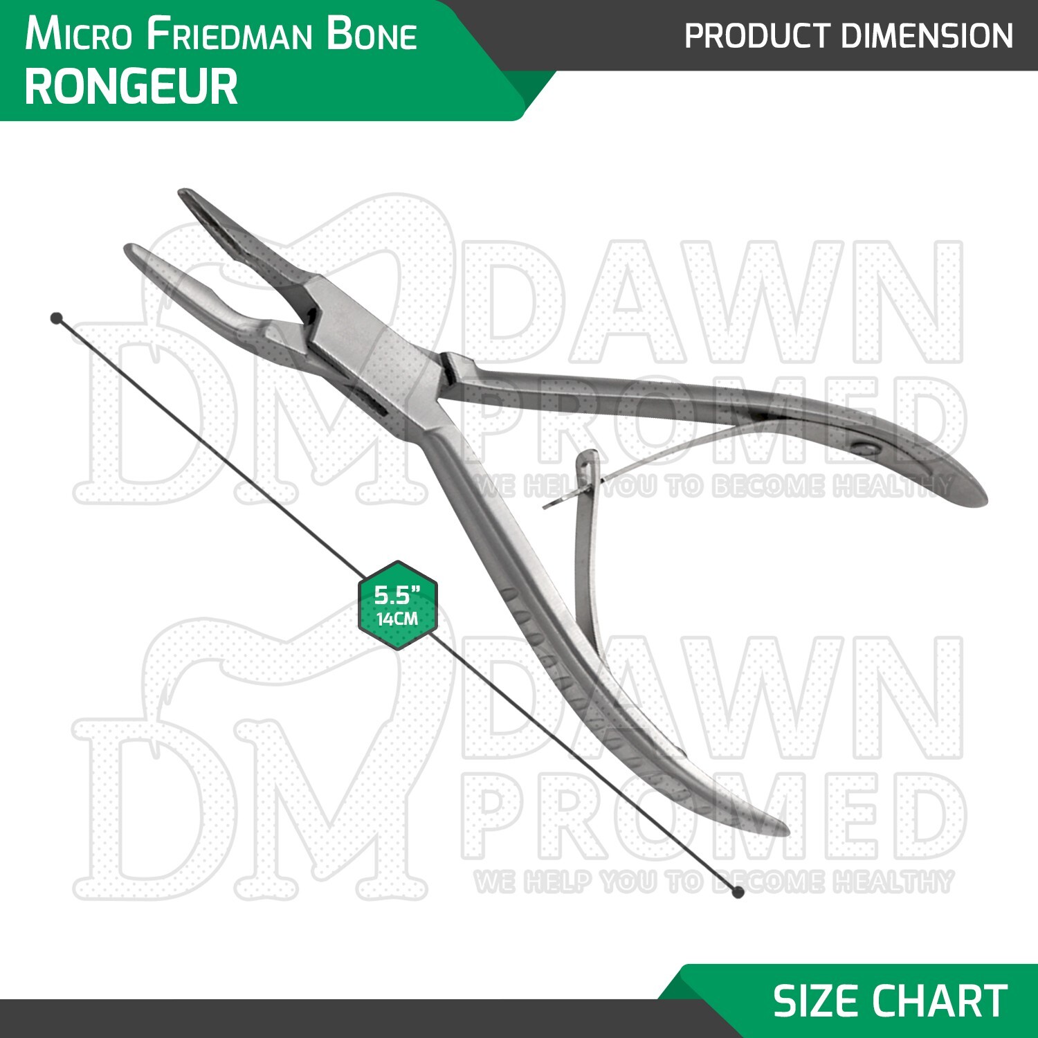 Micro Friedman Bone Rongeur Curved 5.5″ 1.3mm Jaws Surgical Dental Tool German G