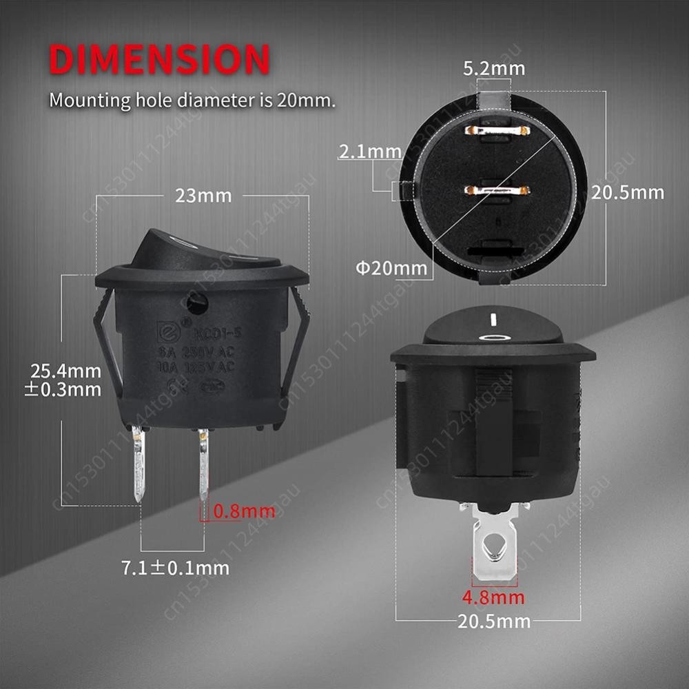 MINI Toggle Rocker DC12V-24V ON/OFF 2 Pin Switch Cable Group Round YJ-SW019