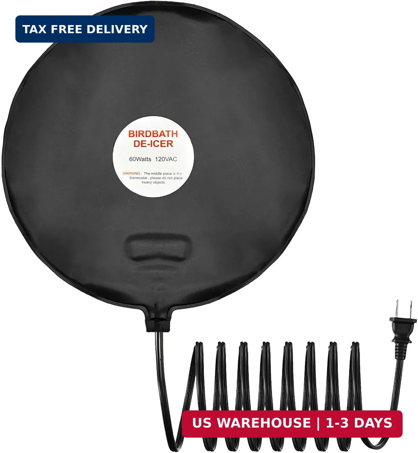 Bird Bath De Icer 60w Deicer 9.45-inch Submergible Utility with Thermostatic Con