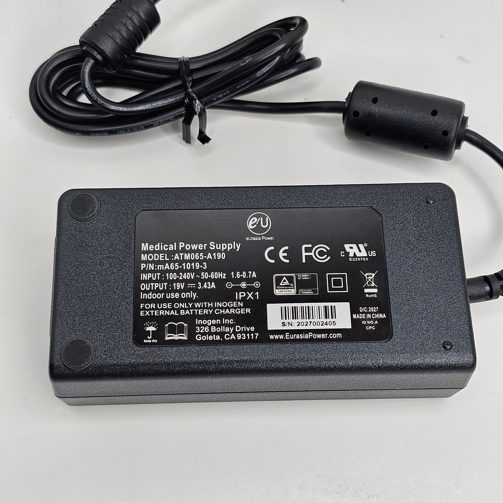 Genuine Inogen AC Power Adapter for G5 / G4 Battery Charger BA-503 BA-403 Only