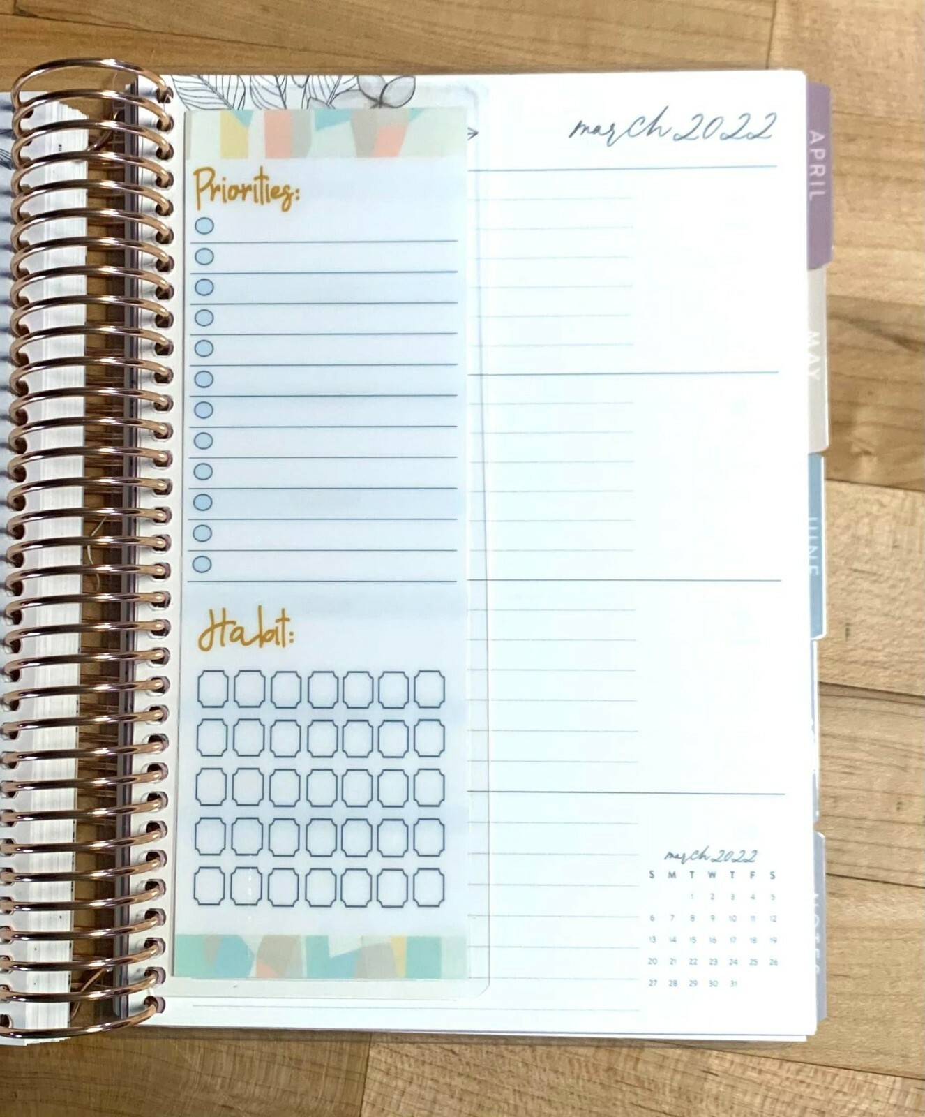 Priority List Habit Track Daily Short Insert 4 use w/ ErinCondren A5 Coil Spiral