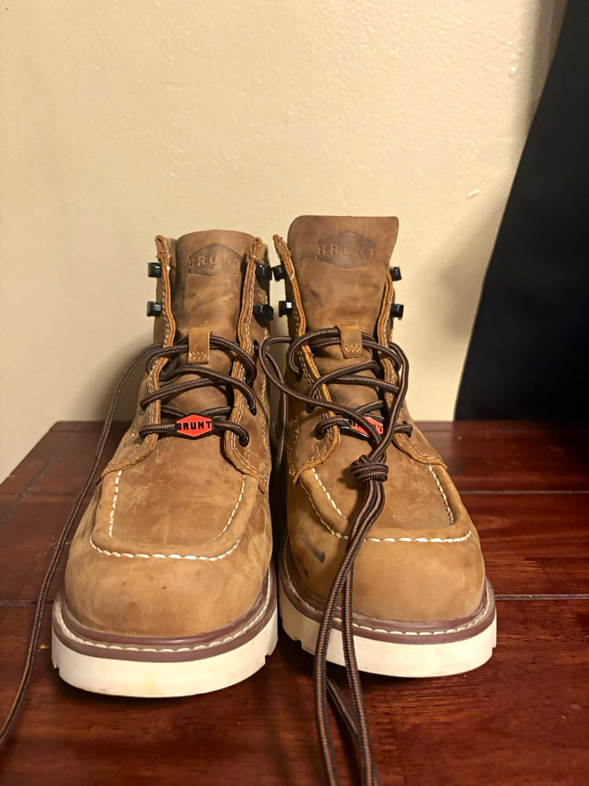 BRUNT Marin Brown Moc Toe Men’s Work Boots 6M Lace-Up Electrical Hazard EH