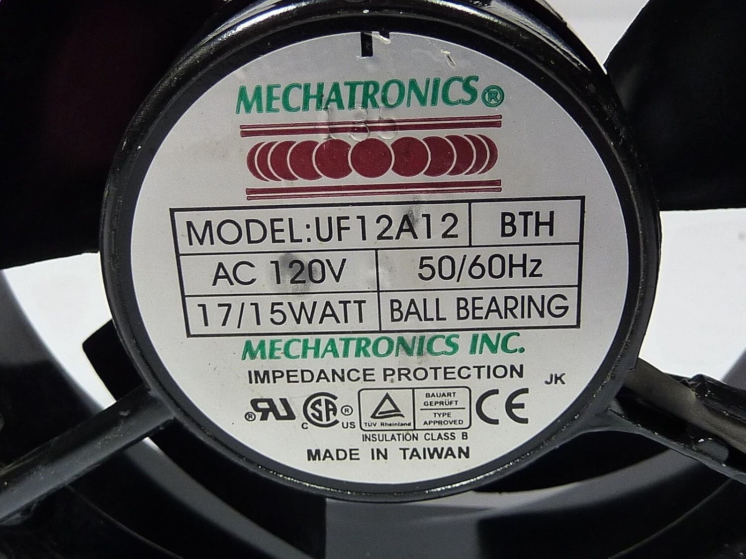 Mechatronics UF12A12 BTH 120V-AC Fan Axial Ball Bearing 120V 17/15 Watt