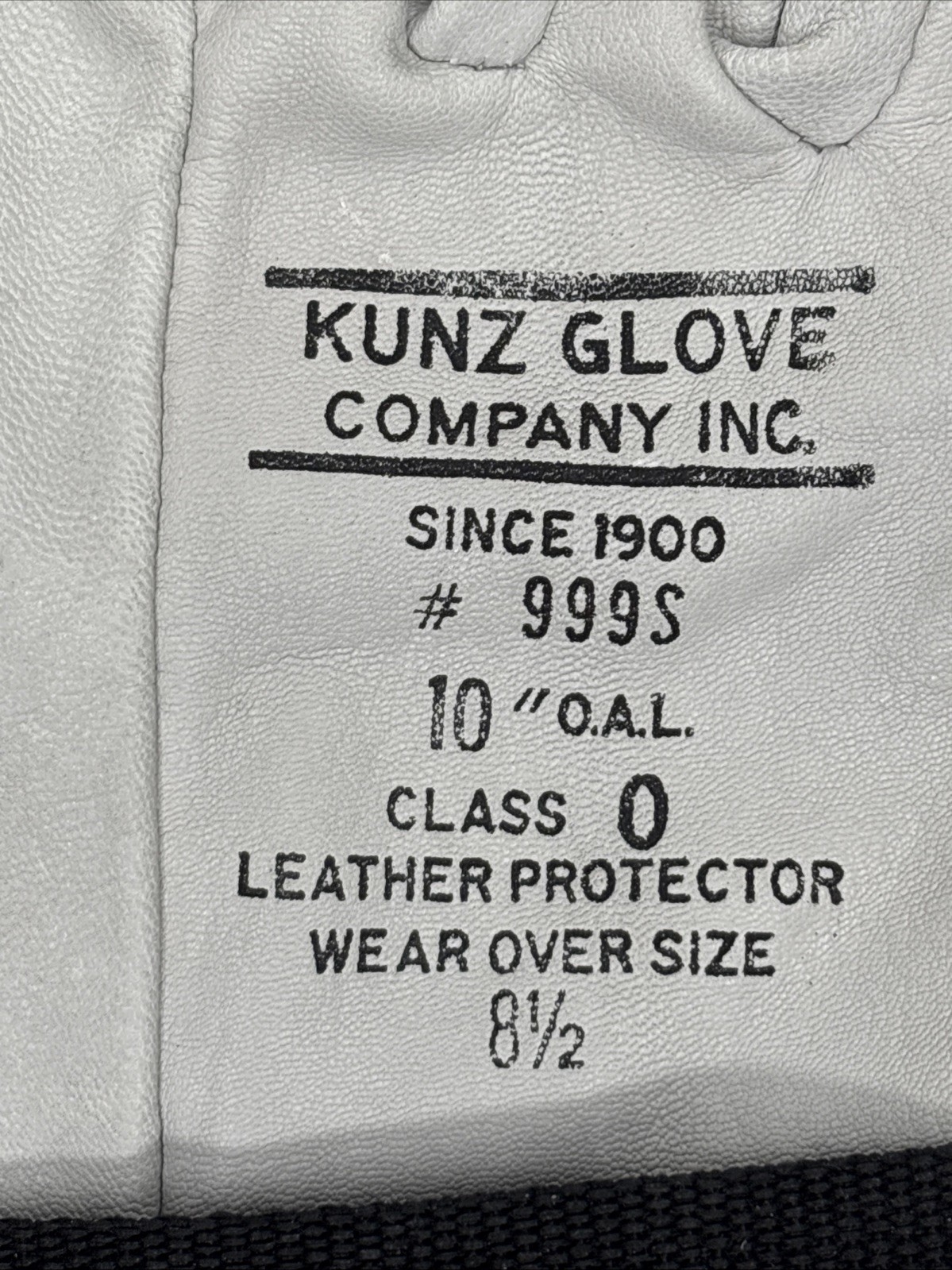 Kunz Gloves Class 0 Goatskin Leather Protector #999S Wear Over Size 8.5 Rubber