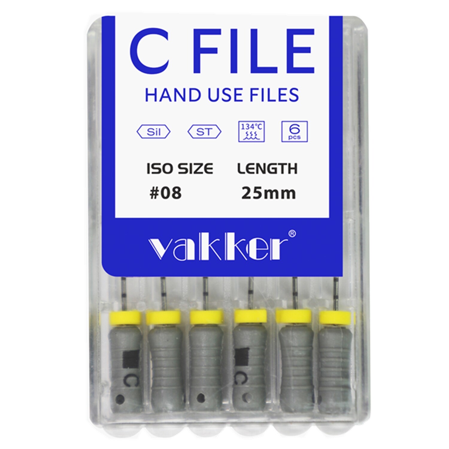 21/25mm 6pc/pk C-FILES Dental Endo Root Canal Files Stainless Steel Hand Use