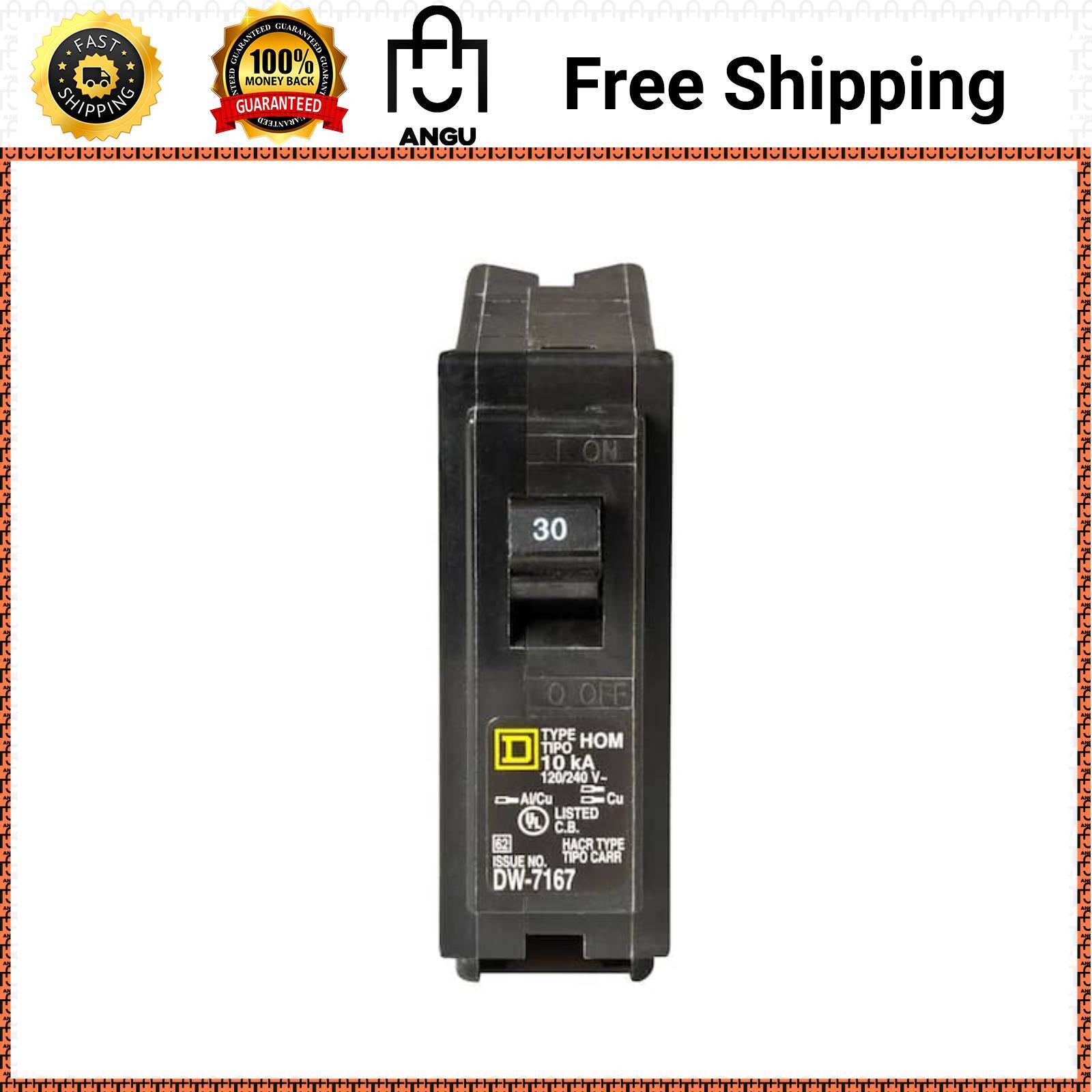 Homeline 30 Amp One-Pole Circuit Breaker HOM130CP, Square D Breakers 120/240 VAC