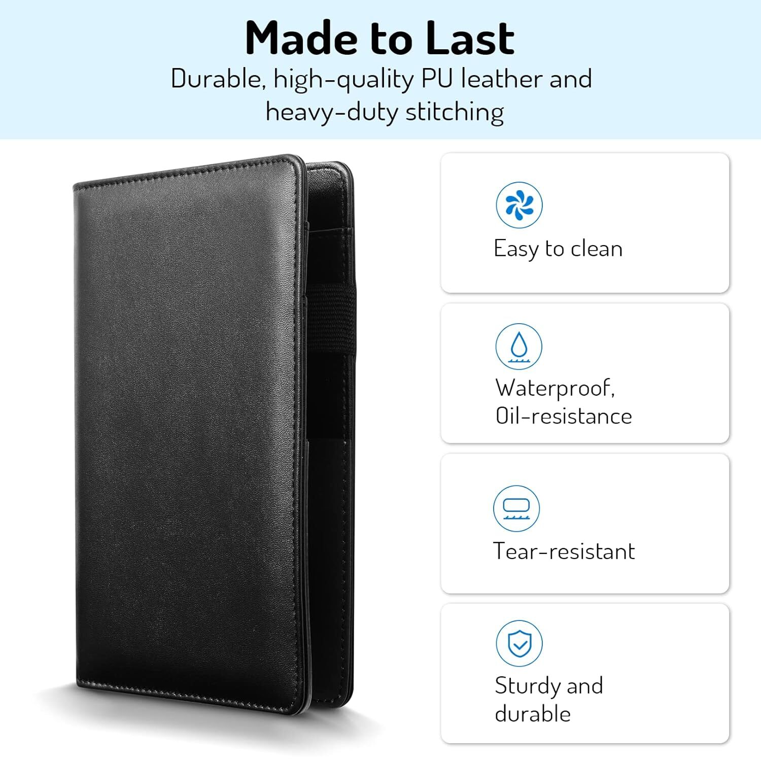 Server Book with 2 Zipper Pockets Leather Server Books for Waitress