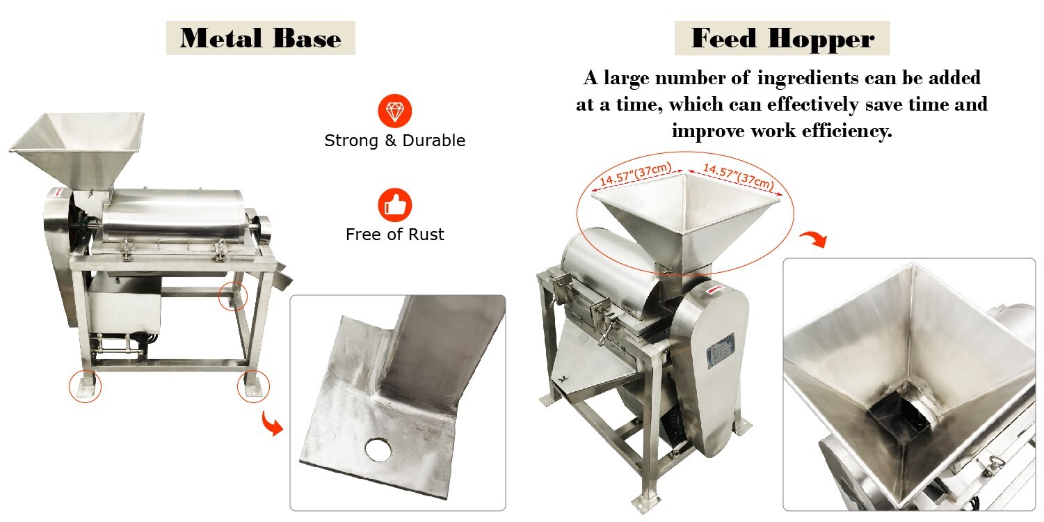 220V 3PH Auto Spiral Fruit and Vegetable Crushing and Beater 0.5T/H Sieve 0.12″