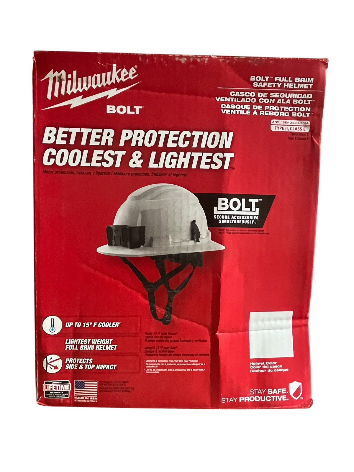 Milwaukee BOLT Type 2 Class E Full Brim Non-Vented Safety Helmet Hard Hat