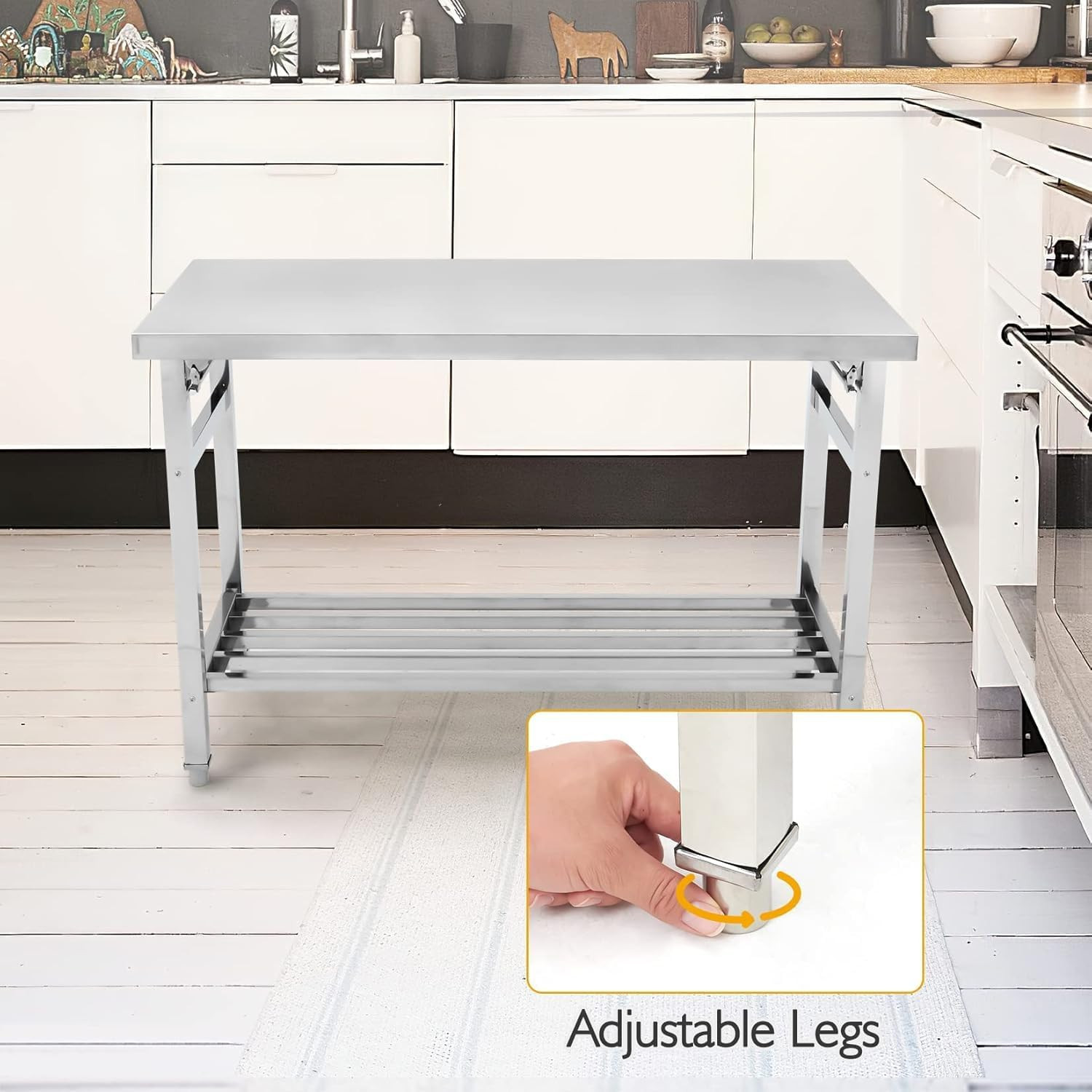 Sturdy 24×48 Inch Stainless Steel Prep Table – 500 LBS Capacity