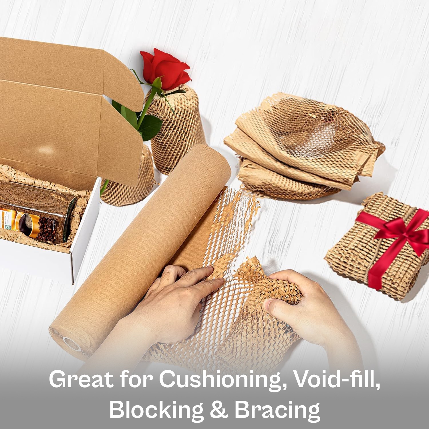 Honeycomb Cushioning Wrap Packaging Paper 20″ x 1000′ with Dispenser