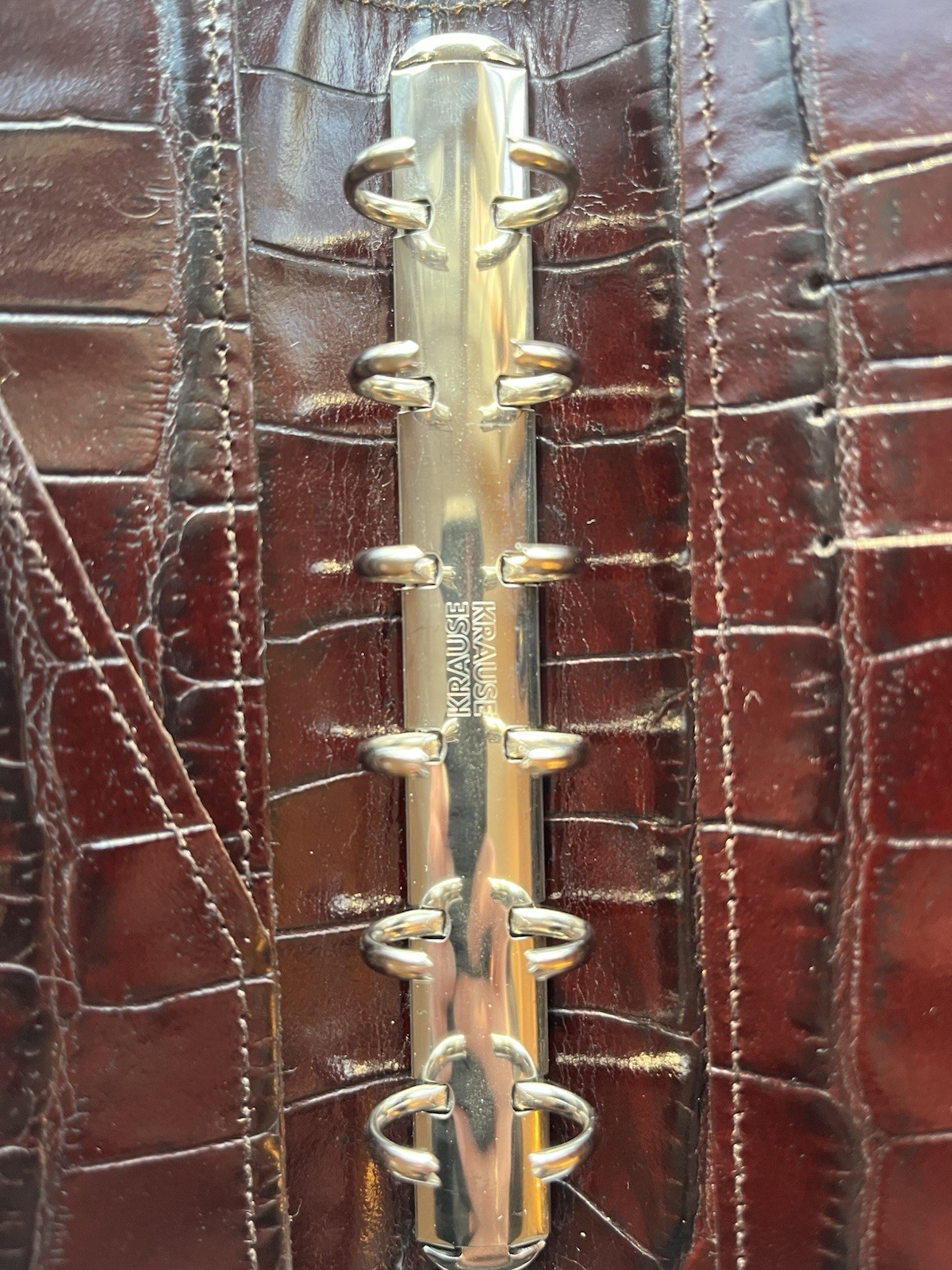 Vintage Mulberry Agenda Planner Mahogany Brown Croc/ Filofax Pocket Size/Krause