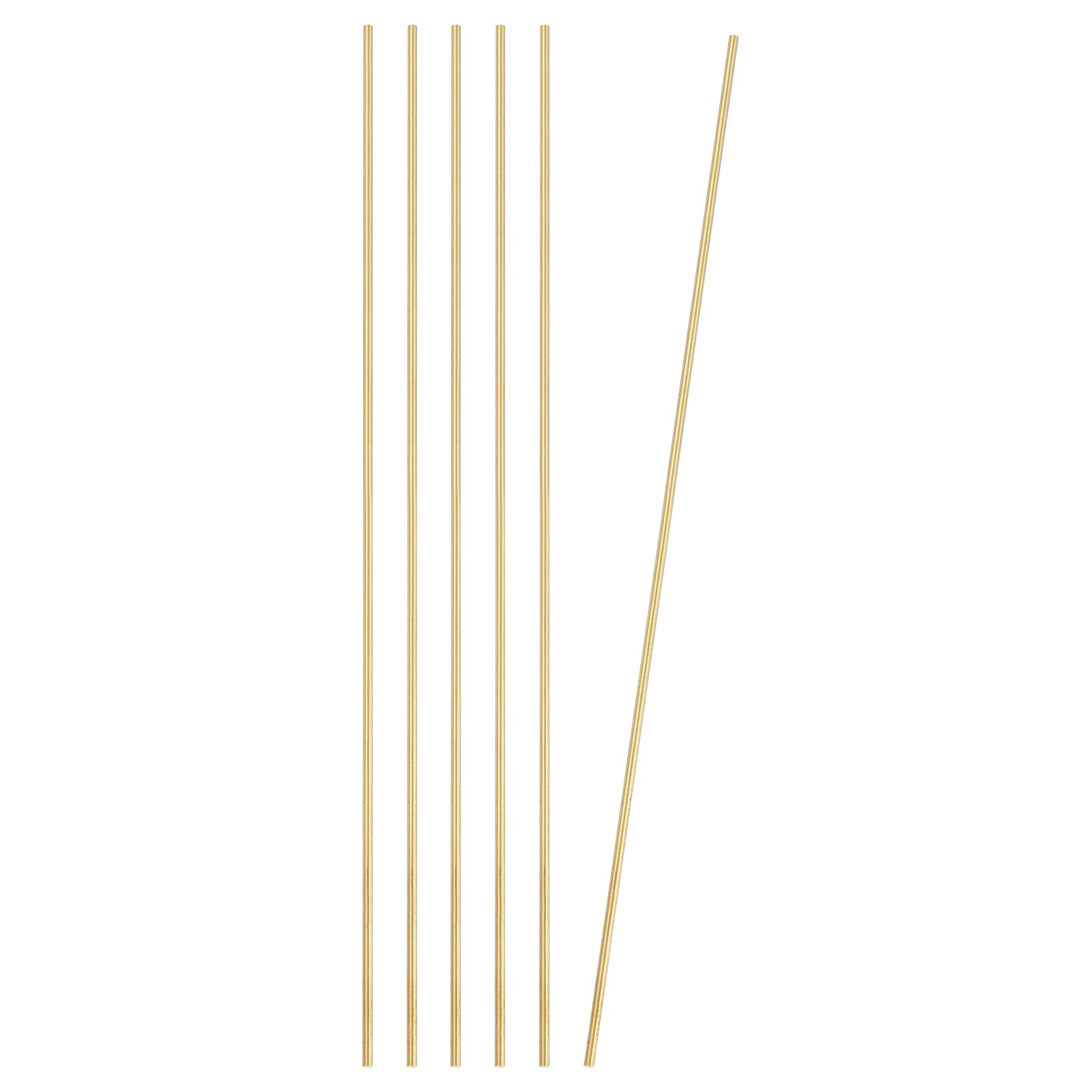 6 Pcs 3mm Dia. 32cm / 12.6 Inch Length Round Brass Rods, Brassy