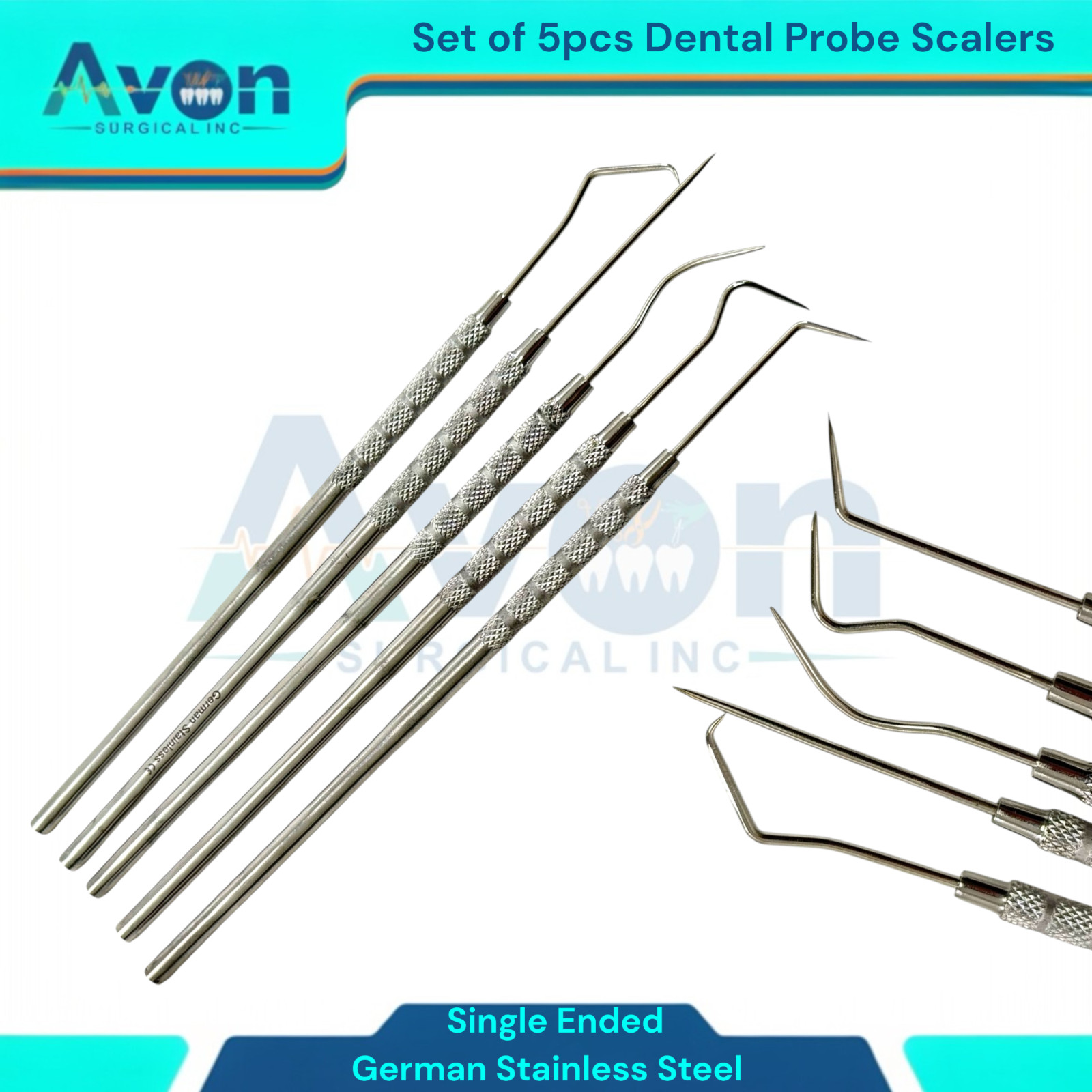 Dental Oral Examination Scaler Pick Probes – Variety Set – Stainless Steel