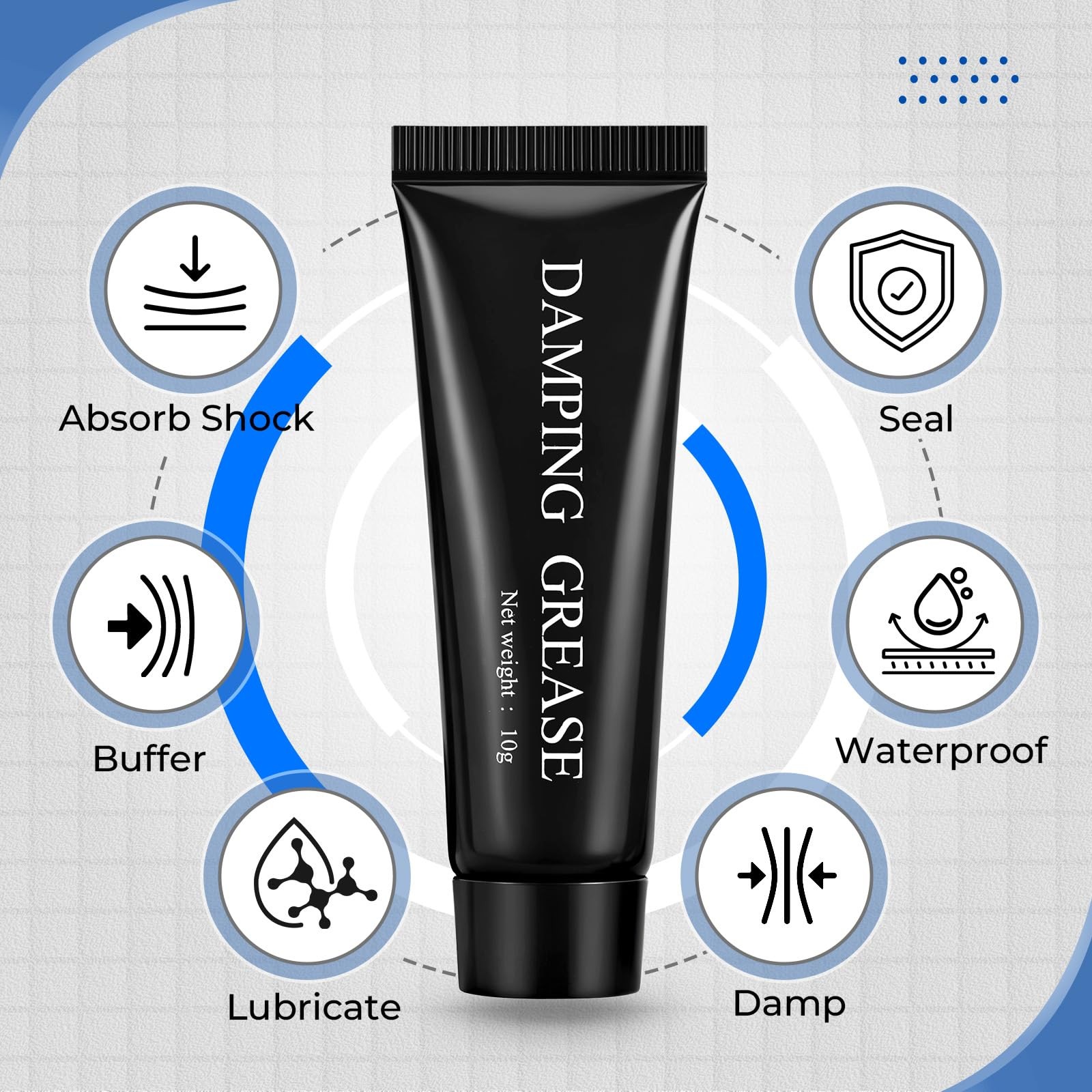 4 Pack 10g Synthetic Damping Grease, High Viscosity Lubricant Grease Tube for…