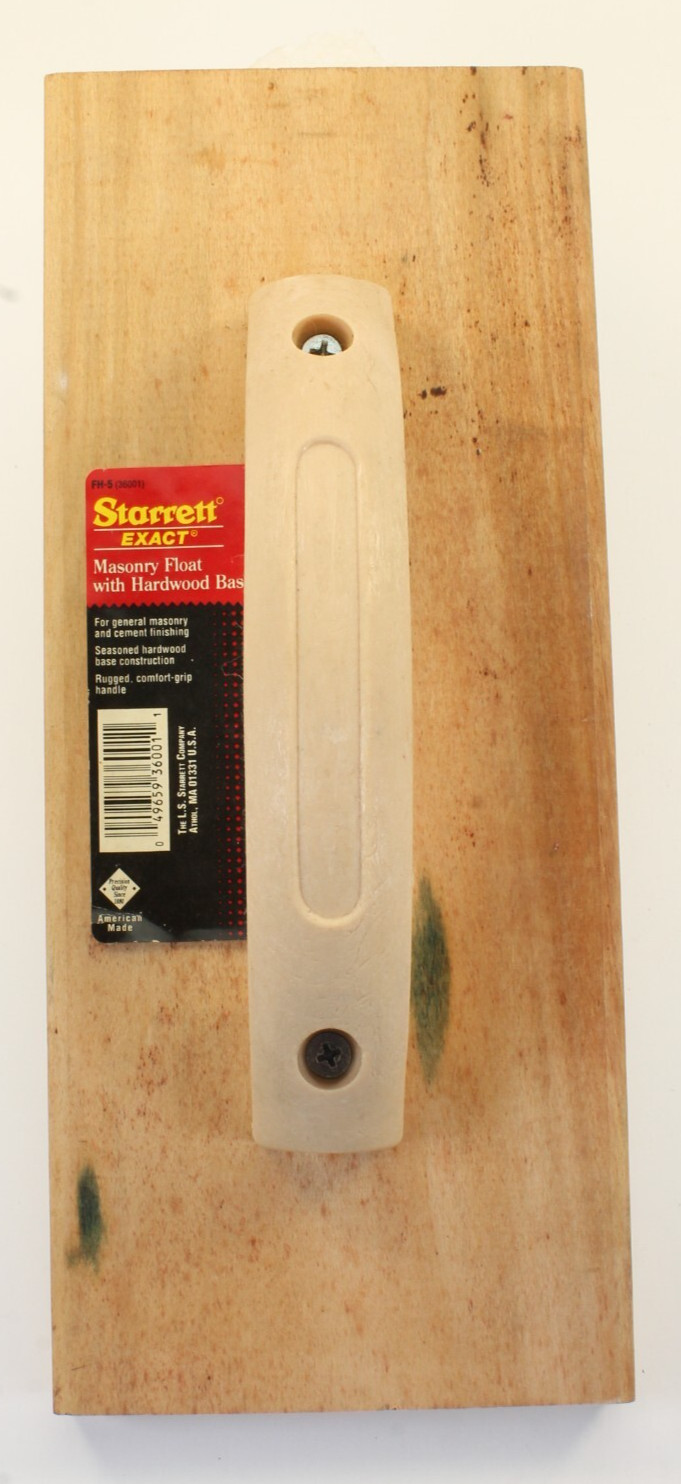 Starrett Exact Comfort Grip Handle Hand Float Masonry Tool USA 12″ x 5″ Hardwood