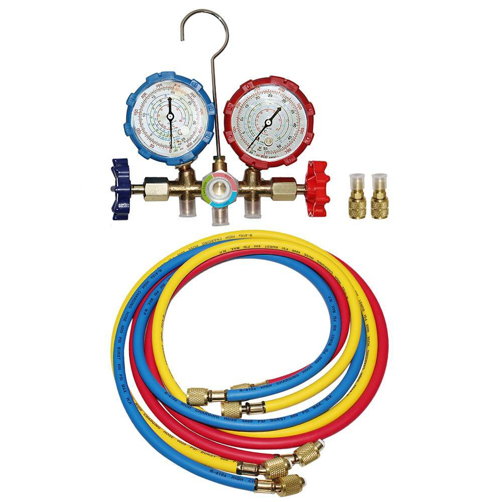 R410A R22 Manifold Gauge Set AC A/C 5FT Color Hose Air Conditioner HVAC 59» New