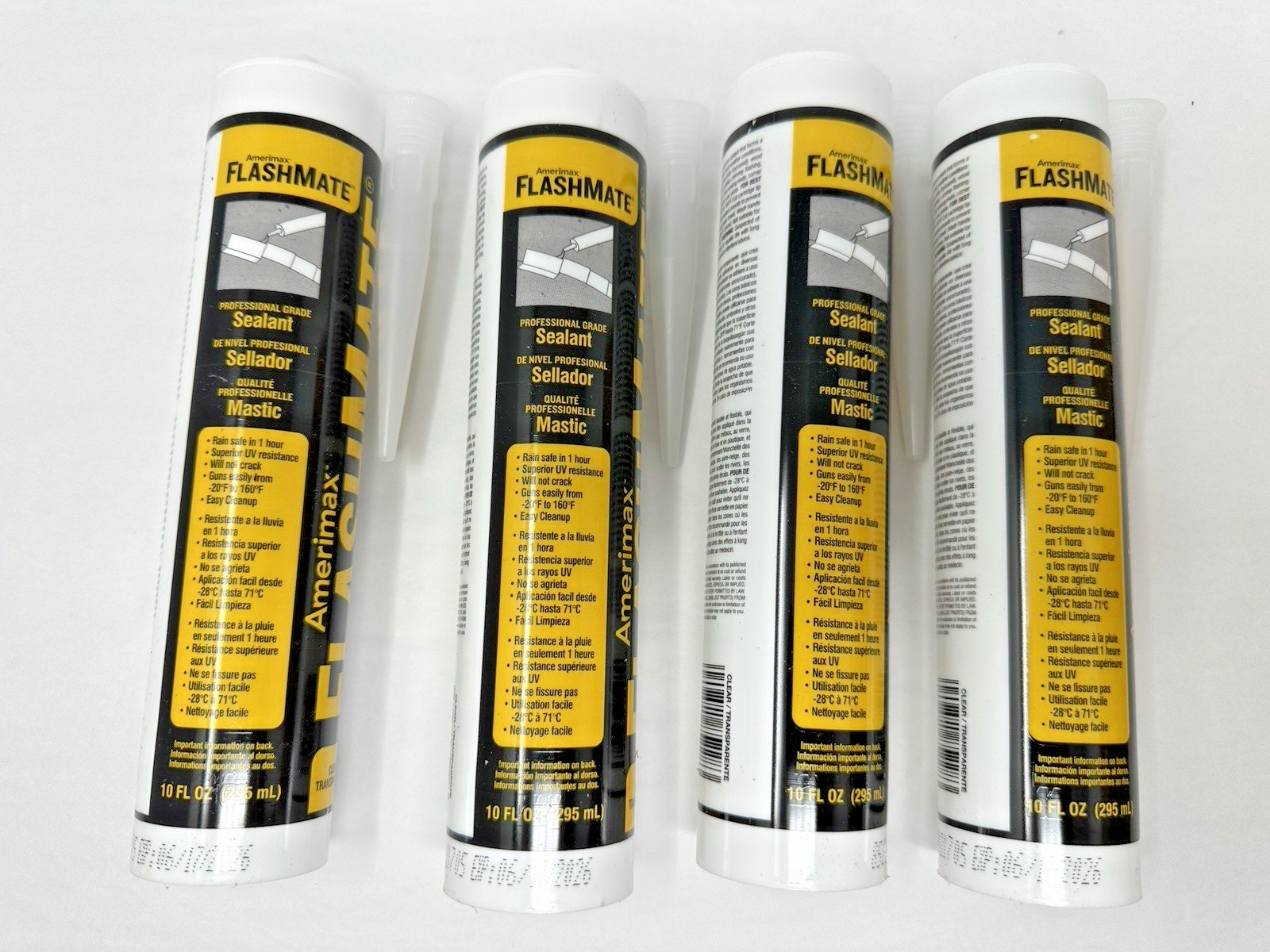 4 NEW Amerimax Home Products FlashMate 10 oz. Clear Flashing Sealant EXP 6/17/26